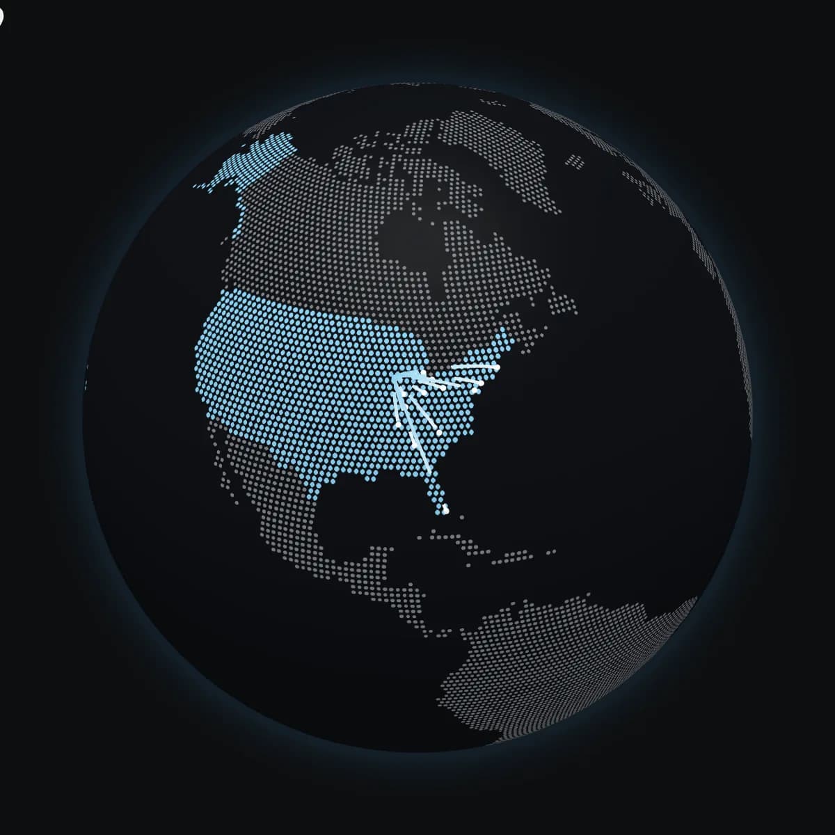 Globe showing Yankee Freight lanes from Broadview, Illinois to the Midwest and East Coast